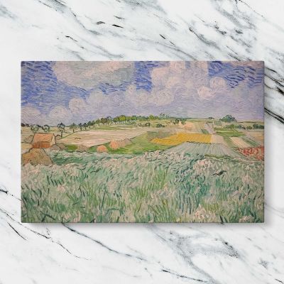 Wheat Fields beneath a Cloudy Sky by Vincent van Gogh Canvas Wall Art Print