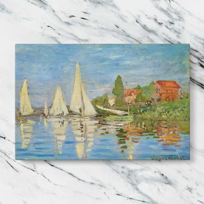 Regattas at Argenteuil by Claude Monet Canvas Wall Art Print