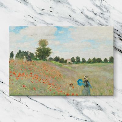 The Poppy Field near Argenteuil by Claude Monet Canvas Wall Art Print