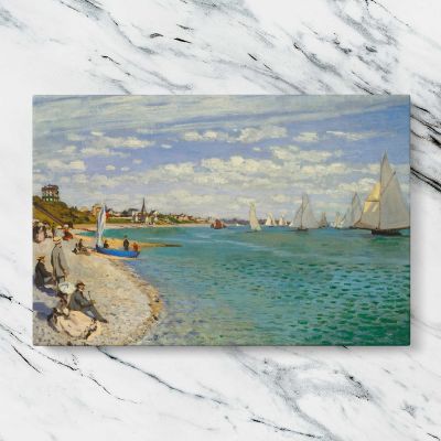 Regatta at Sainte Adresse by Claude Monet Canvas Wall Art Print