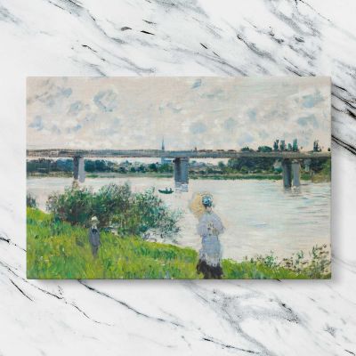 The Promenade with the Railroad Bridge Argenteuil by Claude Monet Canvas Wall Art Print