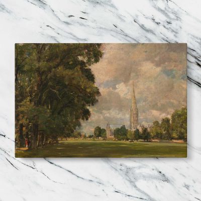 Salisbury Cathedral from Lower Marsh Close by John Constable Canvas Wall Art Print