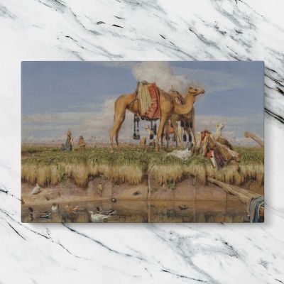 Camels on the Banks of the Nile Canvas Wall Art Print