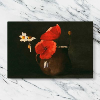 Poppies and Daisies by Odilon Redon Canvas Wall Art Print