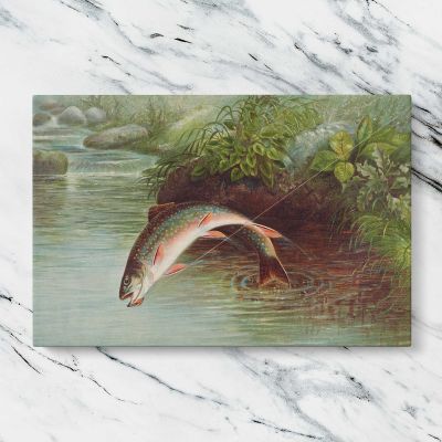 Leaping Brook Trout by Samuel Kilbourne Canvas Wall Art Print