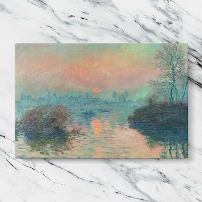 Sun Setting on the Seine at Lavacourt by Claude Monet Canvas Wall Art Print