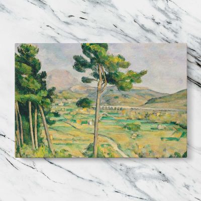 Mont Sainte Victoire and the Viaduct of the Arc River Valley by Paul Cezanne Canvas Wall Art Print