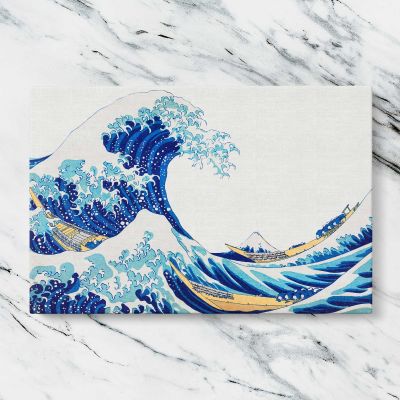 The Great Wave off Kanagawa on White by Katsushika Hokusai Canvas Wall Art Print
