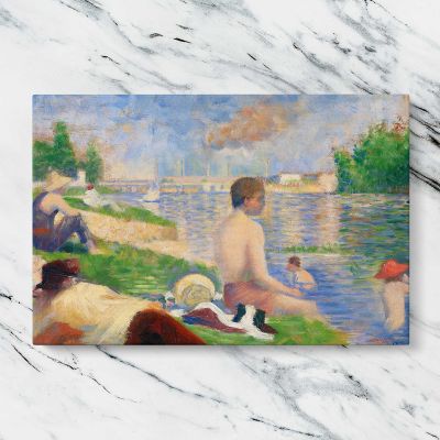 Bathers at Asnieres Final Study by Georges Seurat Canvas Wall Art Print