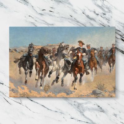 Dismounted The Fourth Troopers Moving the Led Horses by Frederic Remington Canvas Wall Art Print