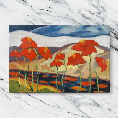 Landscape with flowers by Zolo Palugyay Canvas Wall Art Print