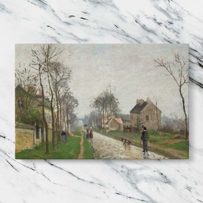 Village Road with Bare Trees Canvas Wall Art Print