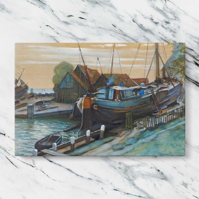 Drydock at Durgerdam by Piet Mondrian Canvas Wall Art Print
