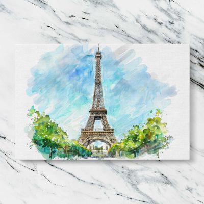 Eiffel Tower Watercolour Canvas Wall Art Print