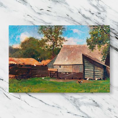 Farmyard with Ducks and Chickens by Winslow Homer Canvas Wall Art Print