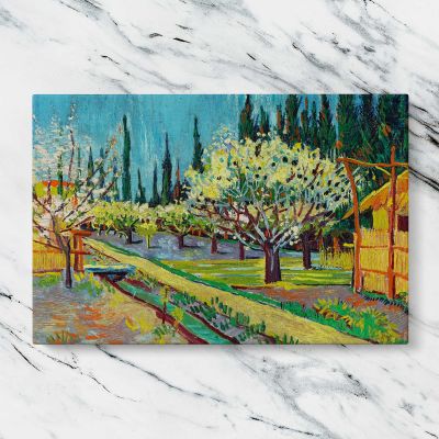 Orchard Bordered by Cypresses by Vincent van Gogh Canvas Wall Art Print