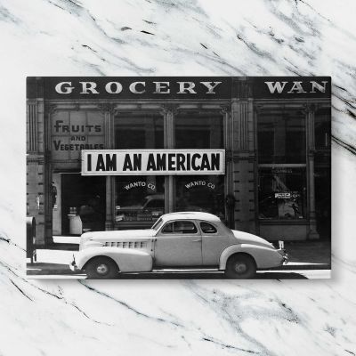 I Am an American Vintage Street Photograph by Dorothea Lange Canvas Wall Art Print