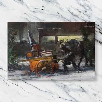 Fourteenth St at Christmas time by Everett Shinn Canvas Wall Art Print