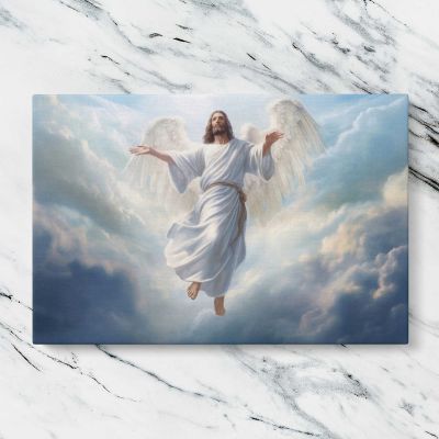 Angel in Sunlit Clouds Canvas Wall Art Print