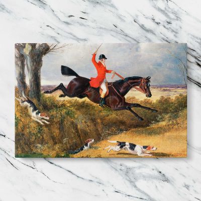 Foxhunting Clearing a Ditch by John Frederick Herring Canvas Wall Art Print