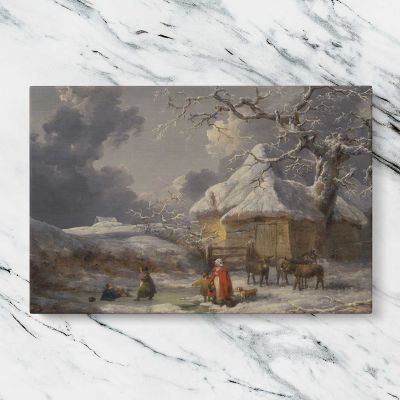 Winter Landscape with Figures Canvas Wall Art Print