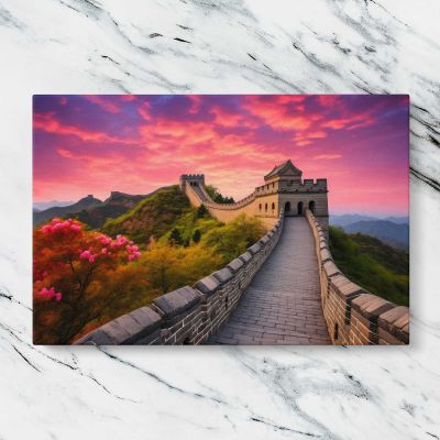 Great Wall of China at Sunset Canvas Wall Art Print