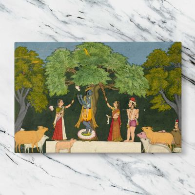 Krishna Entertains His Companions Canvas Wall Art Print