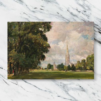 Salisbury Cathedral from Lower Marsh Close by John Constable Canvas Wall Art Print