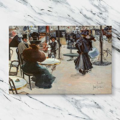 Street scene Cafe terrace by Louis Abel Truchet Canvas Wall Art Print