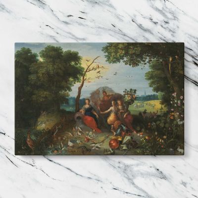 Landscape with Allegories of the Four Elements by Jan Brueghel the Younger and Frans Francken the Younger Canvas Wall Art Print