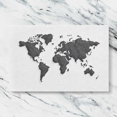 Black Geometric World Map Canvas Wall Art Print