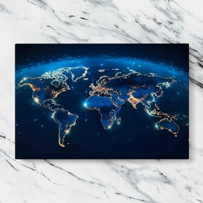 Earth at Night World Map Canvas Wall Art Print