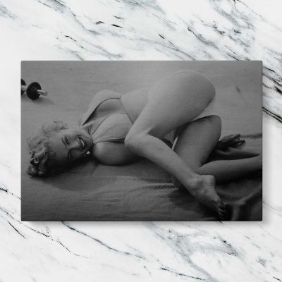 Marilyn Monroe Reclining Black and White Portrait Canvas Wall Art Print