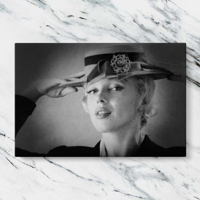 Marilyn Monroe Wearing a Hat Canvas Wall Art Print