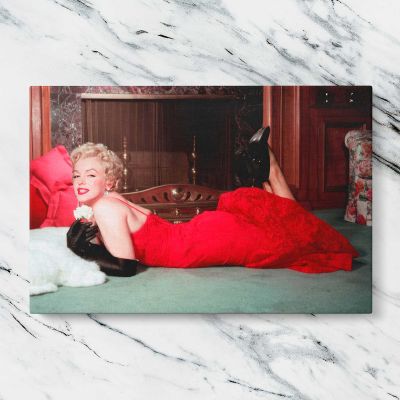 Marilyn Monroe Reclining in a Red Dress Canvas Wall Art Print