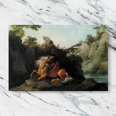 Horse Devoured by a Lion by George Stubbs Canvas Wall Art Print