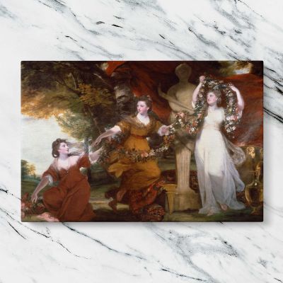 Three Ladies Adorning a Term of Hymen by Sir Joshua Reynolds Canvas Wall Art Print