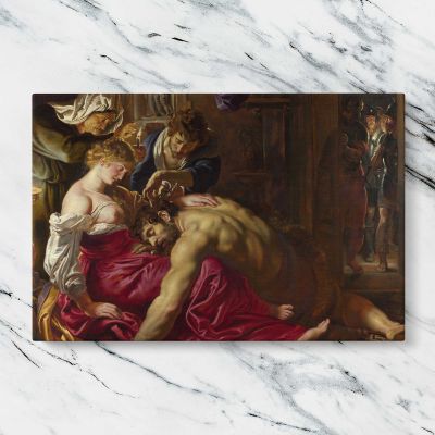 Sleeping Man and Woman in a Classical Interior Canvas Wall Art Print