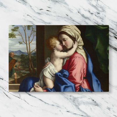 Madonna and Child beside a Window Canvas Wall Art Print