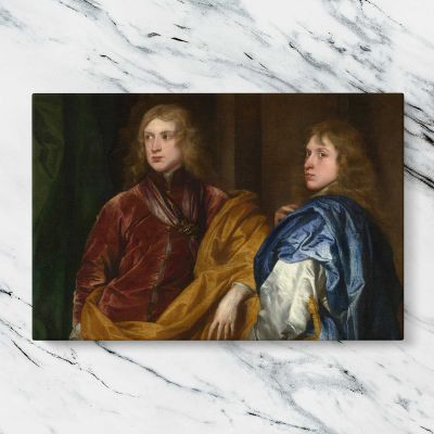 Two Young Noblemen in Silk Cloaks Canvas Wall Art Print