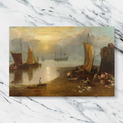 Mediterranean Harbour in Golden Light Canvas Wall Art Print