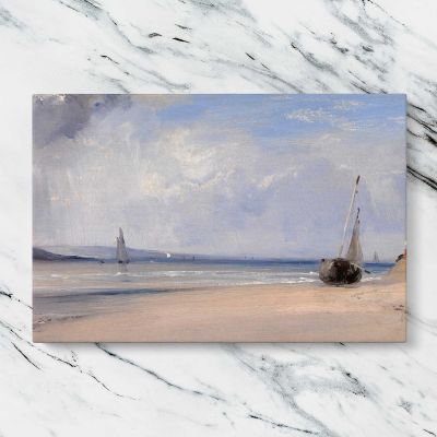 Sailing Boats on a Pale Sandy Beach Canvas Wall Art Print