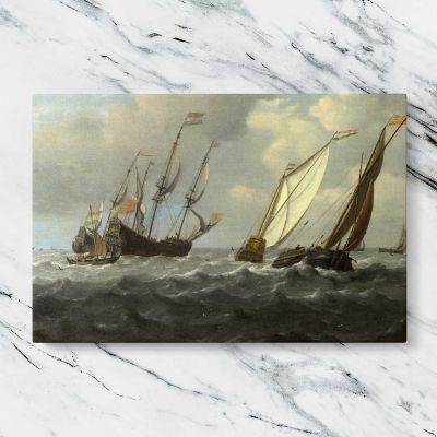 Sailing Fleet on a Choppy Sea Canvas Wall Art Print