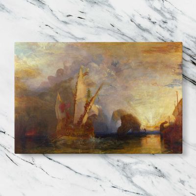 Tall Sailing Ship beneath a Colourful Sky Canvas Wall Art Print
