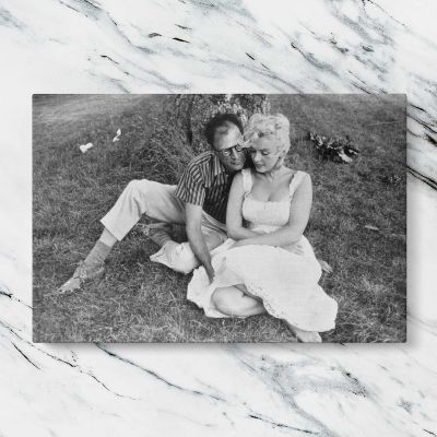 Marilyn Monroe and Arthur Miller Outdoors Canvas Wall Art Print