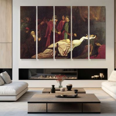 Classical Scene with a Reclining Woman by Frederic Leighton Canvas Wall Art Print
