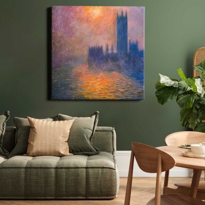 Claude Monet The Houses of Parliament, Sunset (1904) Square Canvas Wall Art