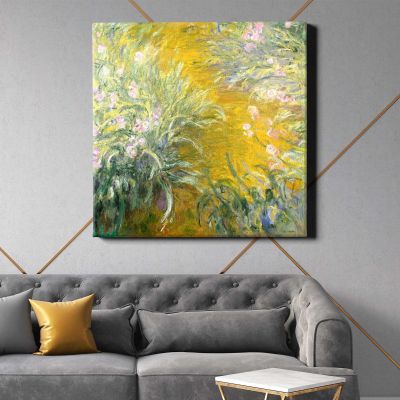 Claude Monet The Path through the Irises (1914–1917) Square Canvas Wall Art