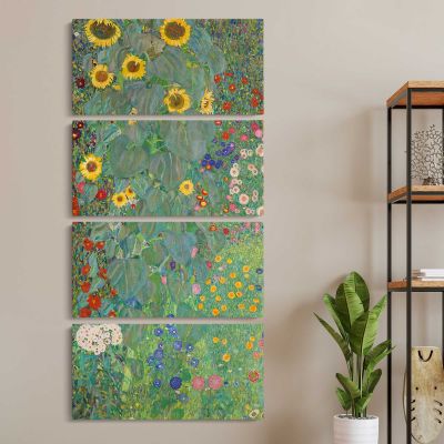 Country Garden with Sunflowers by Gustav Klimt Canvas Wall Art Print
