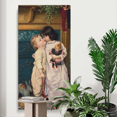 Under the Mistletoe ca 1898 by anonymous Canvas Wall Art Print